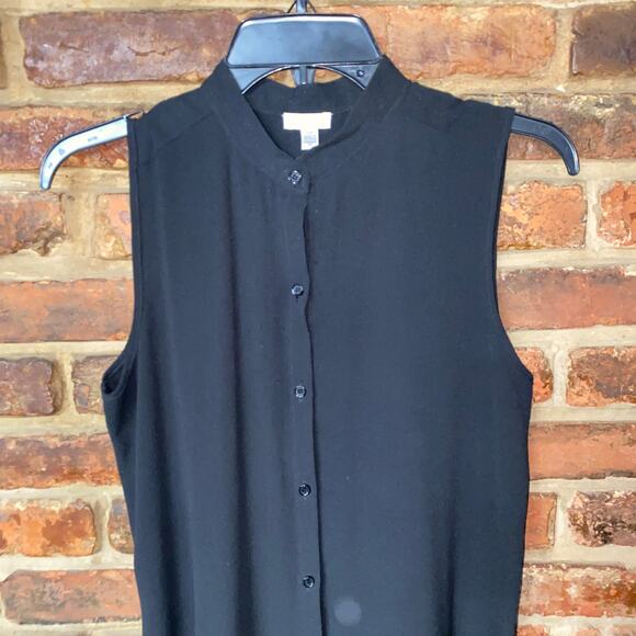 Spense Black Chiffon Sleeveless Button Down Midi Dress Women's Size Small - Picture 2 of 7